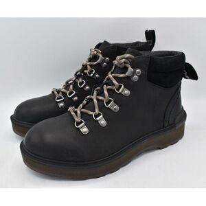 Sorel Womens Size 10.5 Hi Line Hiker Jet Black Waterproof Leather Lace Up Boots